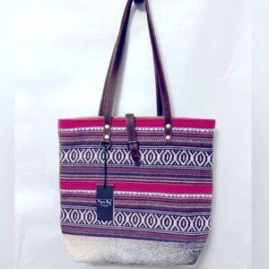 Myra Exuberant Spirit Shoulder Bag Tote NWT Cowhide Canvas Boho